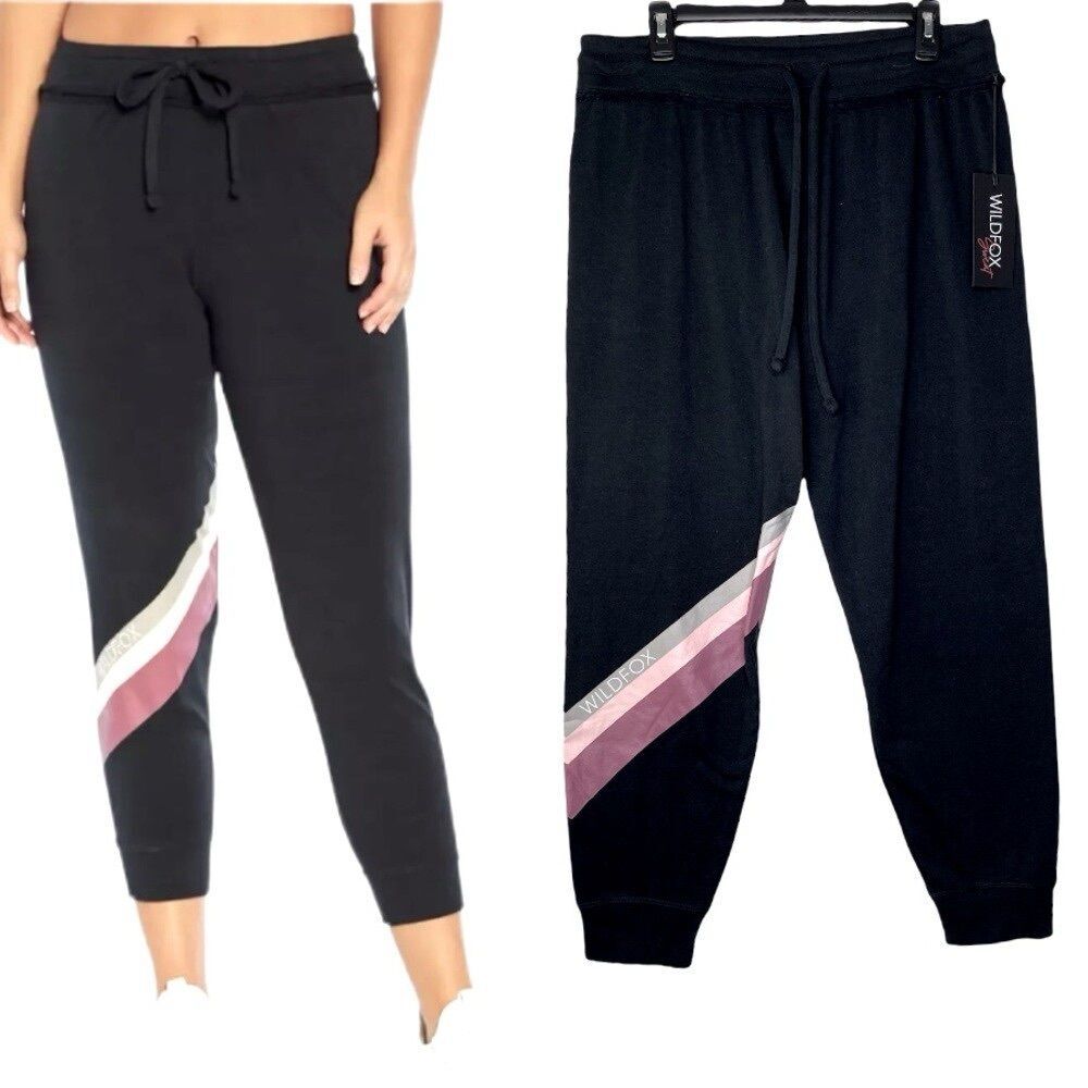 Wildfox Black Striped Joggers Lounge Sweat Pants